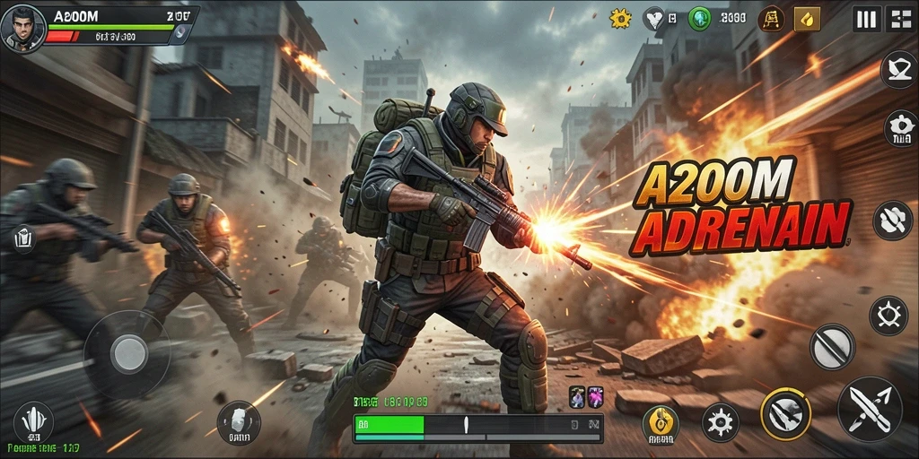 Tampilan screenshot A200M menampilkan aksi seru dan grafis menawan.