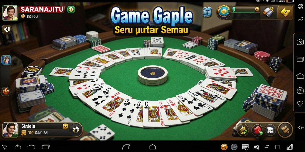 Tampilan gameplay SARANAJITU saat bermain Gaple yang seru.