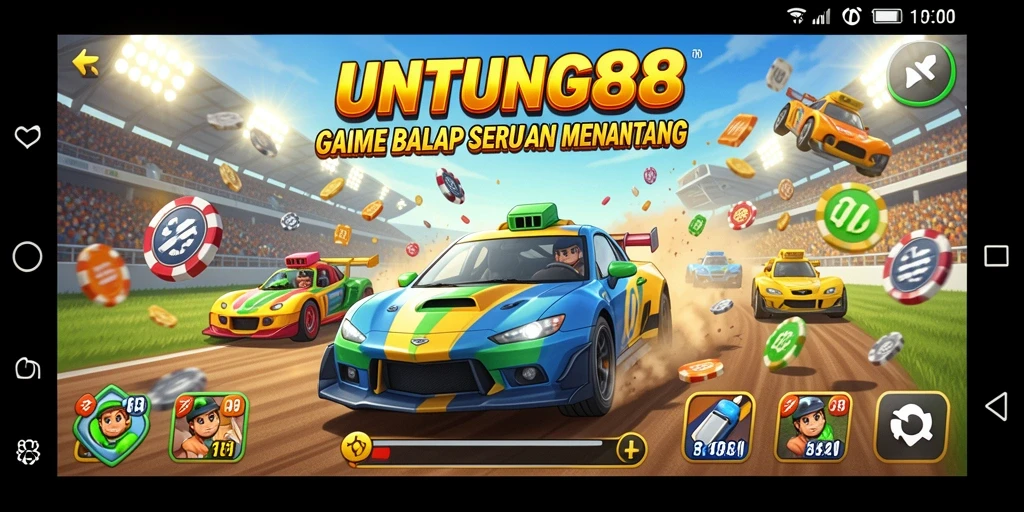 Tampilan gameplay seru di UNTUNG88 saat balapan penuh aksi.